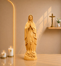 Our Lady of Lourdes Wooden Statue Hand Carved Virgin Mary Catholic Figure 7.9
