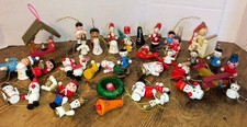 35+ VINTAGE MINI WOODEN CHRISTMAS ORNAMENTS/ Hand Painted 1.5