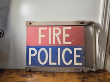 VTG Police Fire Double Sided Architectural Salvage Metal Sign | Man Cave Appvd picture