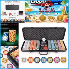 NEW 500pc 13.5g Clay Poker Chip Set Crown Casino Denominations w Case Cards Dice picture