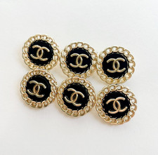 STAMPED lot of 6 Designer Rope Black and Gold Button picture