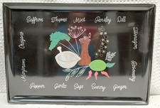 VINTAGE COUROC OF MONTEREY CALIFORNIA HERB SERVING TRAY 18X12 MCM RECTANGLE picture