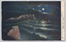 1903 Moonlight St. Margaret's Bay Dover Cliffs Oilette Postcard Tuck