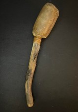 SIOUX BUCKSKIN RATTLE w/WOOD HANDLE Authentic Antique Native American Art picture