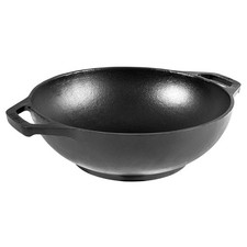 Lodge 625 Inch Black Cast Iron Wok Seasoned Cooking Pan With Dual Handles picture