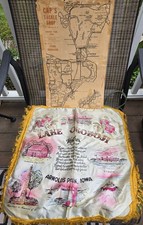 Vtg 1950's Cap's Tackle Shop Okoboji Arnolds Park Map & Souvenir Pillowcase Iowa picture