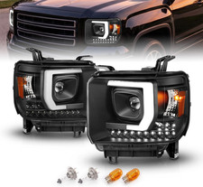 for 2014-2016 GMC Sierra 1500 2500HD 3500HD [Halogen Type] LED Bar Projector Bla picture