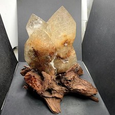 9.15LB Rare Natural Rutilated Specimen Quartz Crystal Cluster Point Reiki +stand picture