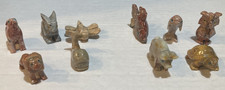 Lot of (10) Miniature Hand Carved Dolomite Animal Figurines Turtle Owl Pig Whale picture