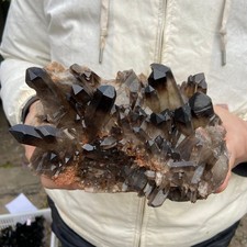 2.5lb Natural Black Smoky Quartz Crystal Cluster Raw Mineral Specimen picture