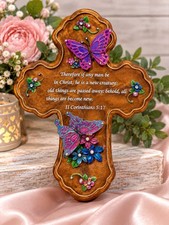 Handmade Resin Cross Trinket Box  With II Corinthians 5:17 Scripture picture