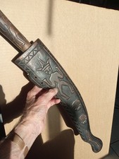 Taiwan Paiwan Knife Or Sword With Figural Relief Carvings On Scabbard Old picture