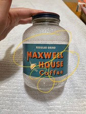 VTG Maxwell House Paper Label Glass Jar One Pound - Wrong Lid As is Nashville picture