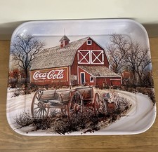 COCA-COLA Red Barn Metal Tray by Jerold Bishop 2004 Barns of Our Past picture