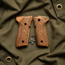 Beretta 92FS Engraved Wood Pistol Grips Tactical EDC Combat Upgrade picture