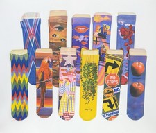 Lot of 11 1960's Psychedelic Pattern Knee High Stocking Socks Stretch Nylon NOS picture
