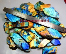 1260Crt NATURAL MULTI FIRE LABRADORITE SPECTROLITE ROCK ROUGH TILE SLAB GEMSTONE picture