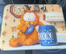 GARFIELD the Cat Caught In Cookie Jar ~ Paws ~ Vtg Glass Cutting Board  Rare -VS picture