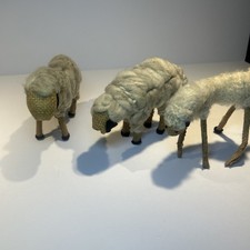 VTG 3 Natural Spun REAL WOOL Felt Burlap Sheep picture