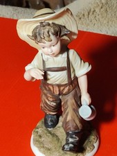 Vintage Lefton China Hand Painted Ceramic Figurine - Country Boy with Jug KW4243 picture