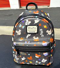Loungefly Disney Parks Mickey Mouse Halloween Mini Backpack Black Ghost Print picture