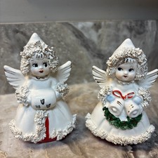 Vintage Commodore Christmas Angel Salt & Pepper Set Spaghetti Trim Japan picture
