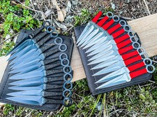 24pc Ninja Throwing Knives Set Combat Naruto Kunai Hunting Knife w/Sheath Black  picture