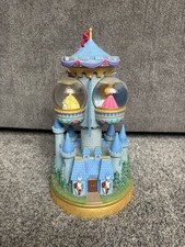 Disney Store Exclusive 3 Princess Castle Balconies 3 Snow Globes Music Box 13” picture