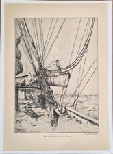 1927 Etching Man Overboard Arthur Briscoe Valley Farm Andrew Butler Magazine Pge picture