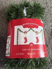Wondershop 18ft LED Lit Garland WARM WHITE Lights Christmas Indoor/Outdoor picture