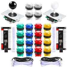 2 Player DIY LED Arcade Games Kit - 2X USB Encoders + 2 Joysticks + 20 LED Butto picture