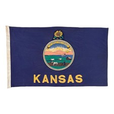 Vintage Cotton Kansas State Flag Sewn Letters Old Cloth American Textile Art picture
