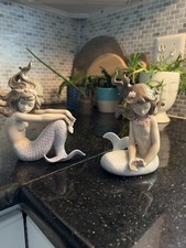 Pair Retired Lladró Porcelain Mermaid Figurines  (#1413) and  (#1415) picture