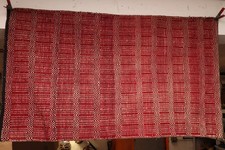 ATQ Navajo Red TWILL RUG Striped Native American Indian 52x31 Textile VTG LARGE picture