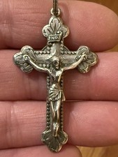 VTG 1958 Crucifix Cross Creed Sterling Silver Pendant picture