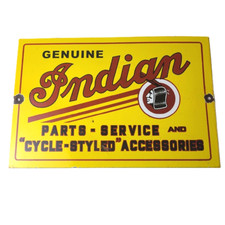 Vintage Indian Motorcycle Sign - Porcelain Parts Motor Service Parts Gas Sign picture