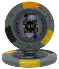 50 Gray 50 Cent Kings Casino Poker Chips - Buy 2, Get 1 Free - Mix & Match picture