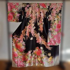 Furisode Kimono Significant price reduction️First come, first served black flo picture