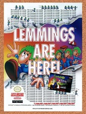 1992 Lemmings SNES Original Advertisement / Retro Promo v1 picture