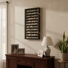 Lockable Black Challenge Coin Display Cabinet - Perfect for Military Memorabilia picture