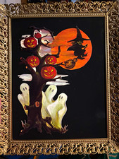 Framed Vintage Halloween Art Without Glass picture