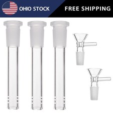 3-Pack 4.3'' 14mm Glass Downstem and 14mm Male Bowl Piece for Glass Bong-US SHIP picture