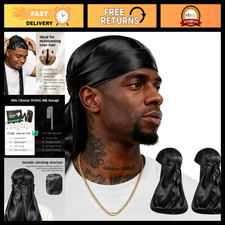 100% Mulberry Silk Durag for Men & Women, 22 Momme Soft Hair Care Headwrap picture