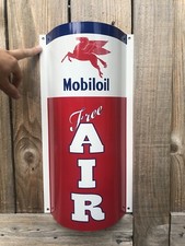 Mobiloil Mobilgas Mobil Free Air Curved Metal Gasoline Gas sign Pump Oil WOW picture