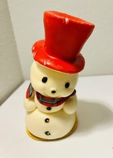 SNOWMAN Leaning Suni Large Candle With Scarf 1980s USA Vintage picture
