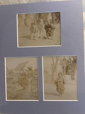 c1910s Mexico 3 Antique Original Photos Children Street Vendor Market Mounted picture