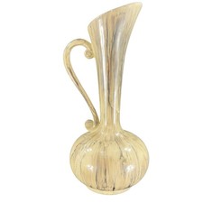 Mid Century Ceramic Large Jug Vase W Handle Hand Painted Brushed Glaze Jug VTG picture