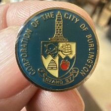 Vintage City of Burlington Ontario Canada Coat of Arms Enamel Lapel Pin Badge picture