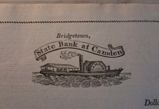 RARE Obsolete Currency UNC 1810's Bridgetown, Camden (NJ) Vintage Bank Check picture
