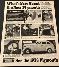 1938 Plymouth De Luxe Touring Sedan - Vintage Original Print Ad Wall Art CLEAN picture